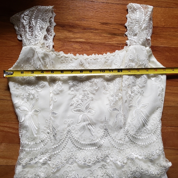 Scott McClintock 2000's VTG Ivory Lace long Embroidery Prom Wedding Dress sz 10 - Picture 3 of 9